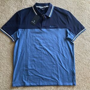 NWT Ben Sherman blue color block polo